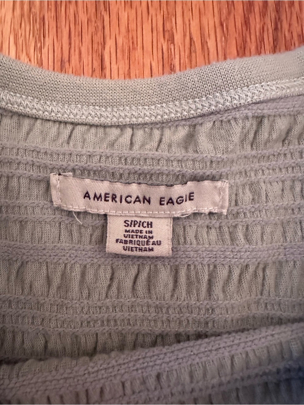 American Eagle Outfitters Size Small Sage Green Textured Cropped Tee - Picture 2 of 4